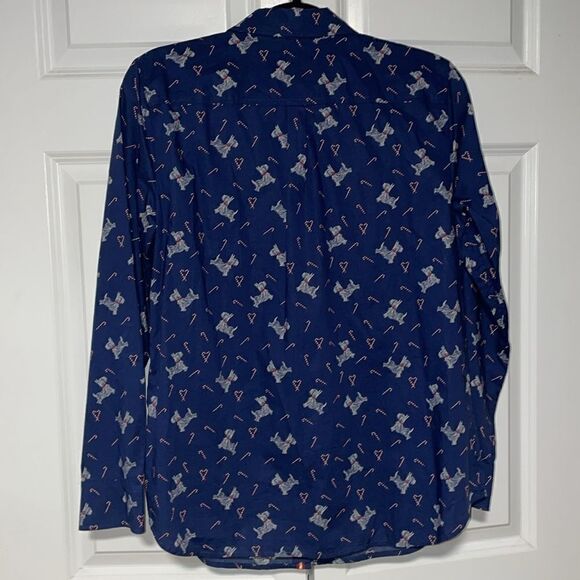 Talbots Scotty dog/candy cane button down shirt. Size Medium. - Picture 7 of 8